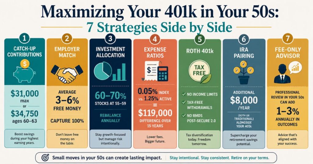 Maximizing Your 401k in Your 50s - 7 Strategies Side by Side